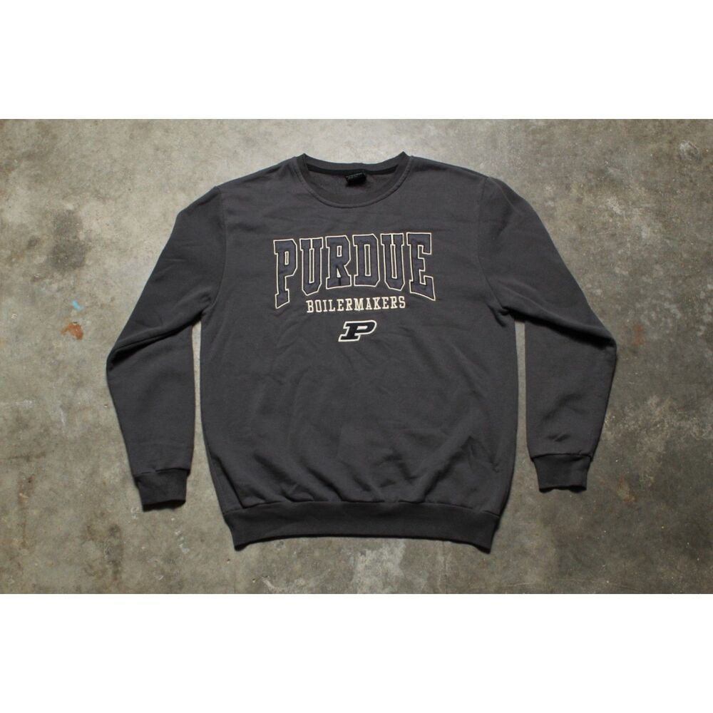 Vintage Y2K Indiana Purdue Boilermakers Distressed Applique Sweatshirt - Large
